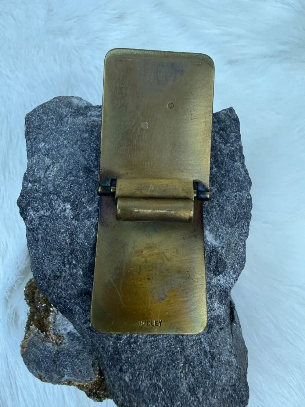 Vintage Hadley Money Symbol Hinged Money Clip Gold Tone 2